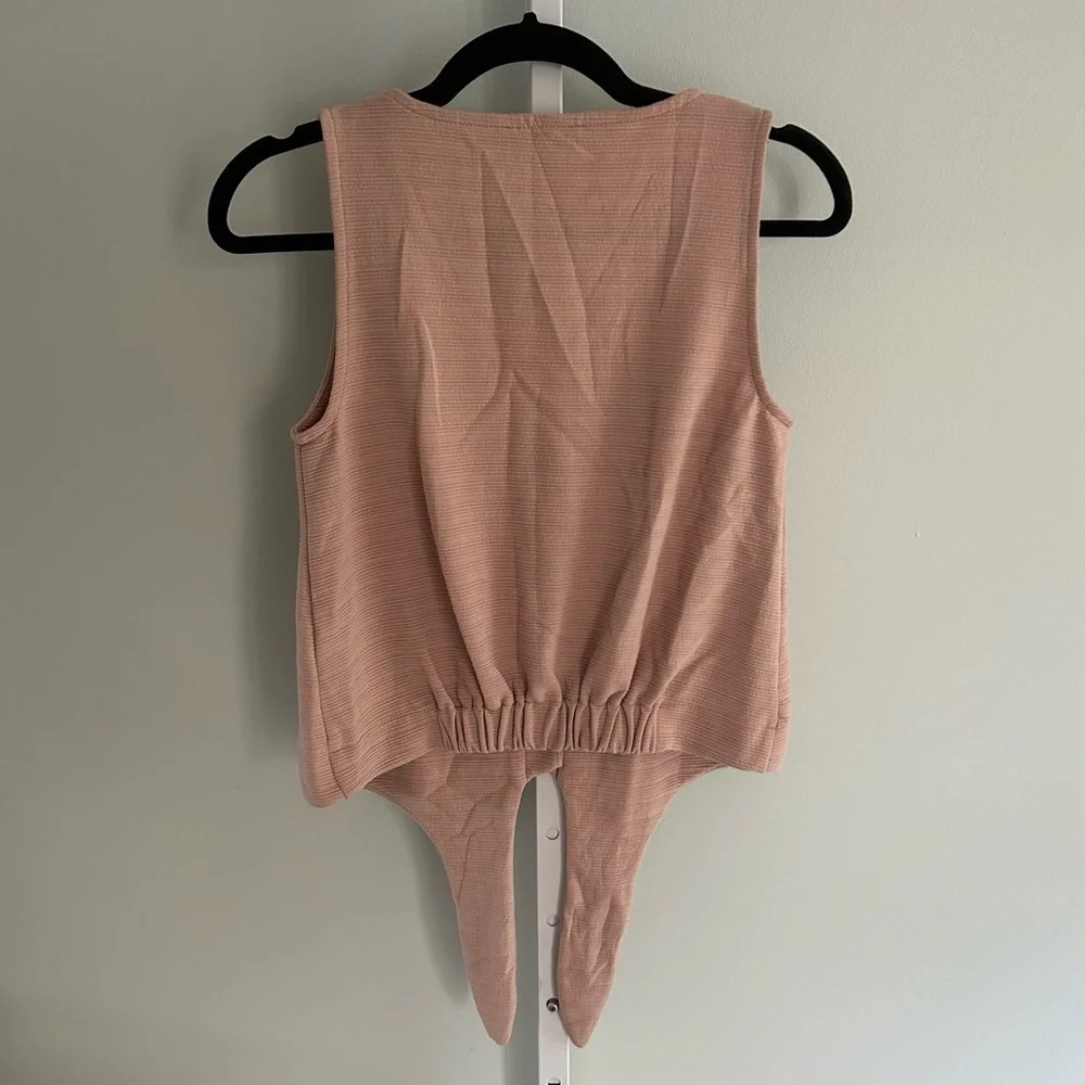 J. Crew Blush Pink Ribbed Button Down Tie Front Tank